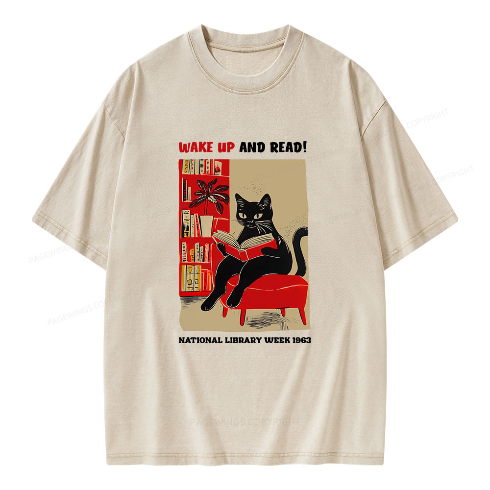 Pagewings Wake Up and Read Unisex Washed T-shirt