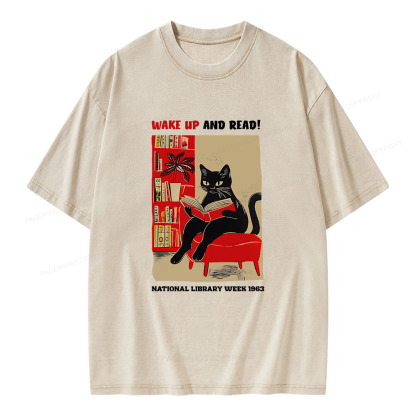 Pagewings Wake Up and Read Unisex Washed T-shirt