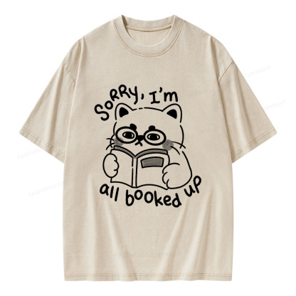 Pagewings Sorry I'm All Booked Up Unisex Washed T-shirt