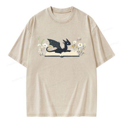 Pagewings Dragon Book Unisex Washed T-shirt