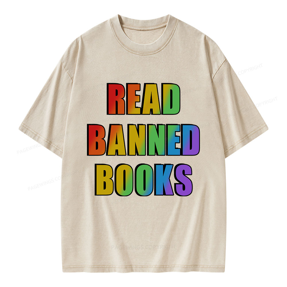 Pagewings Read Banned Books Unisex Washed T-shirt