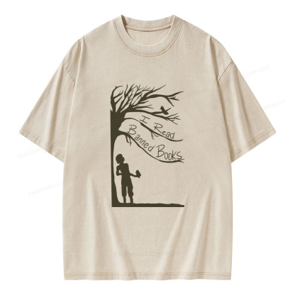 Pagewings I Read Banned Books Unisex Washed T-shirt