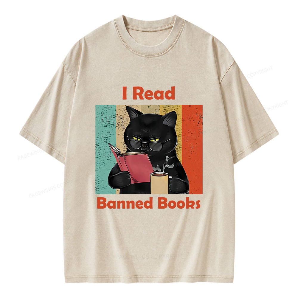 Pagewings I Read Banned Books Unisex Washed T-shirt