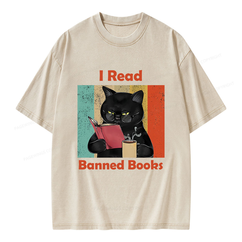 Pagewings I Read Banned Books Unisex Washed T-shirt