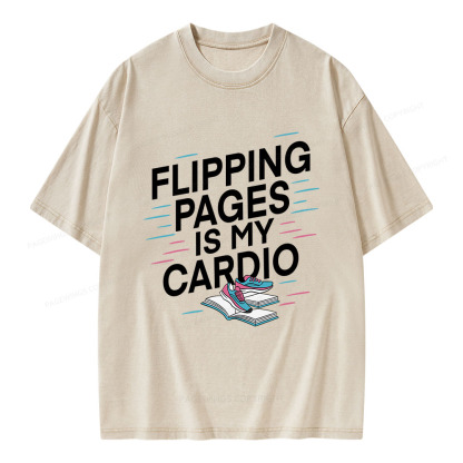 Pagewings Flipping Pages Is My Cardio Unisex Washed T-shirt