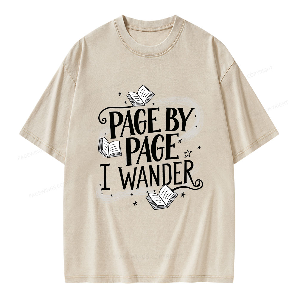 Pagewings Page By Page I Wander Unisex Washed T-shirt