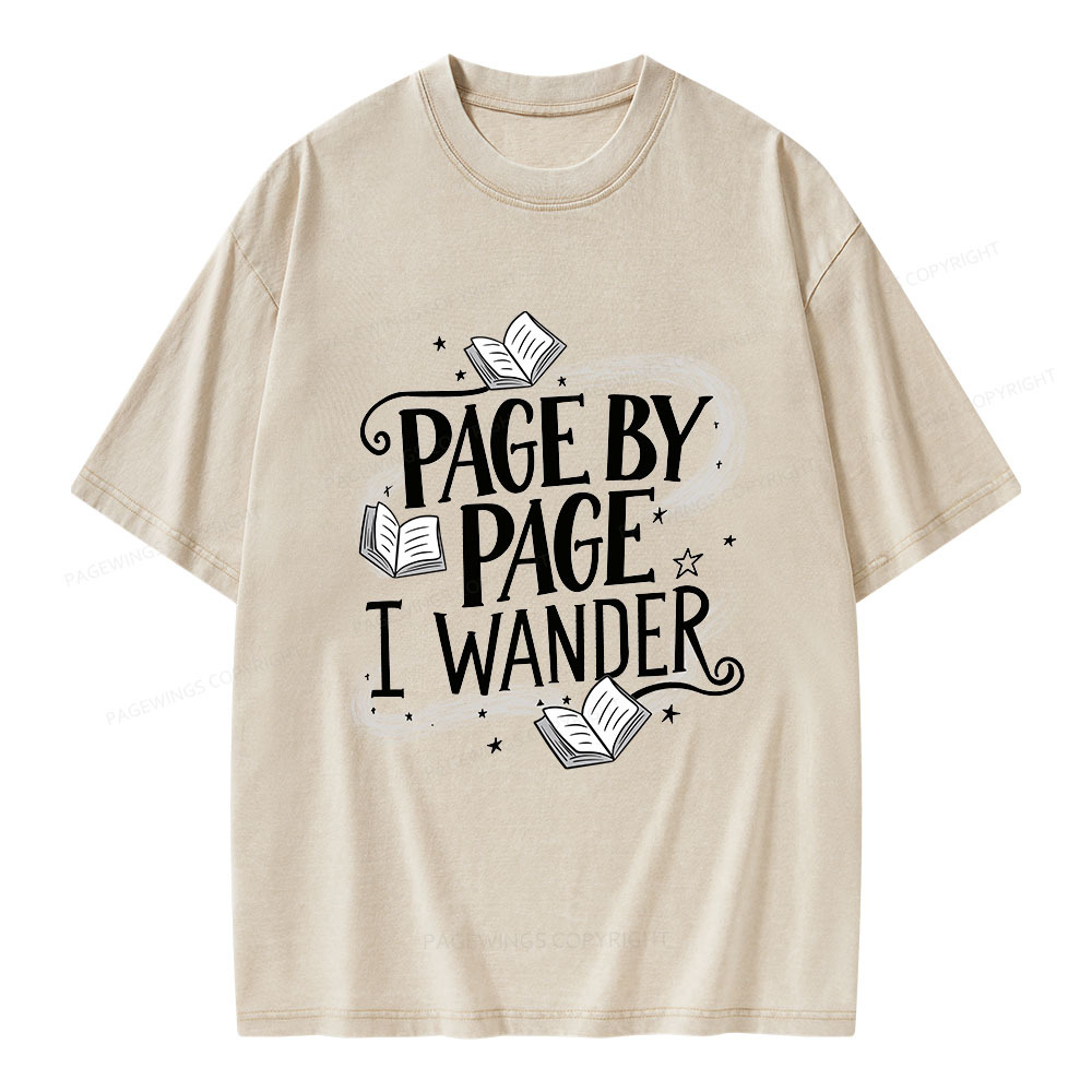 Pagewings Page By Page I Wander Unisex Washed T-shirt