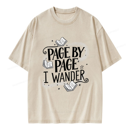 Pagewings Page By Page I Wander Unisex Washed T-shirt
