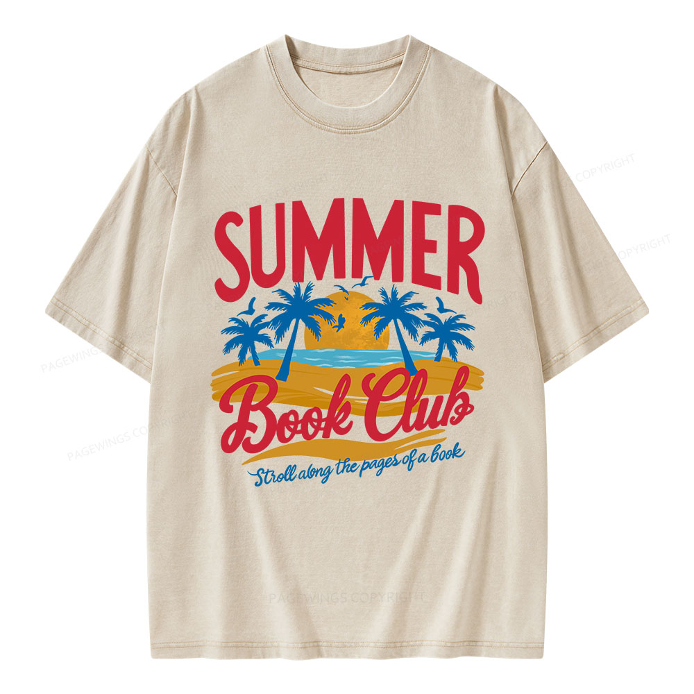 Pagewings Summer Book Club Unisex Washed T-shirt