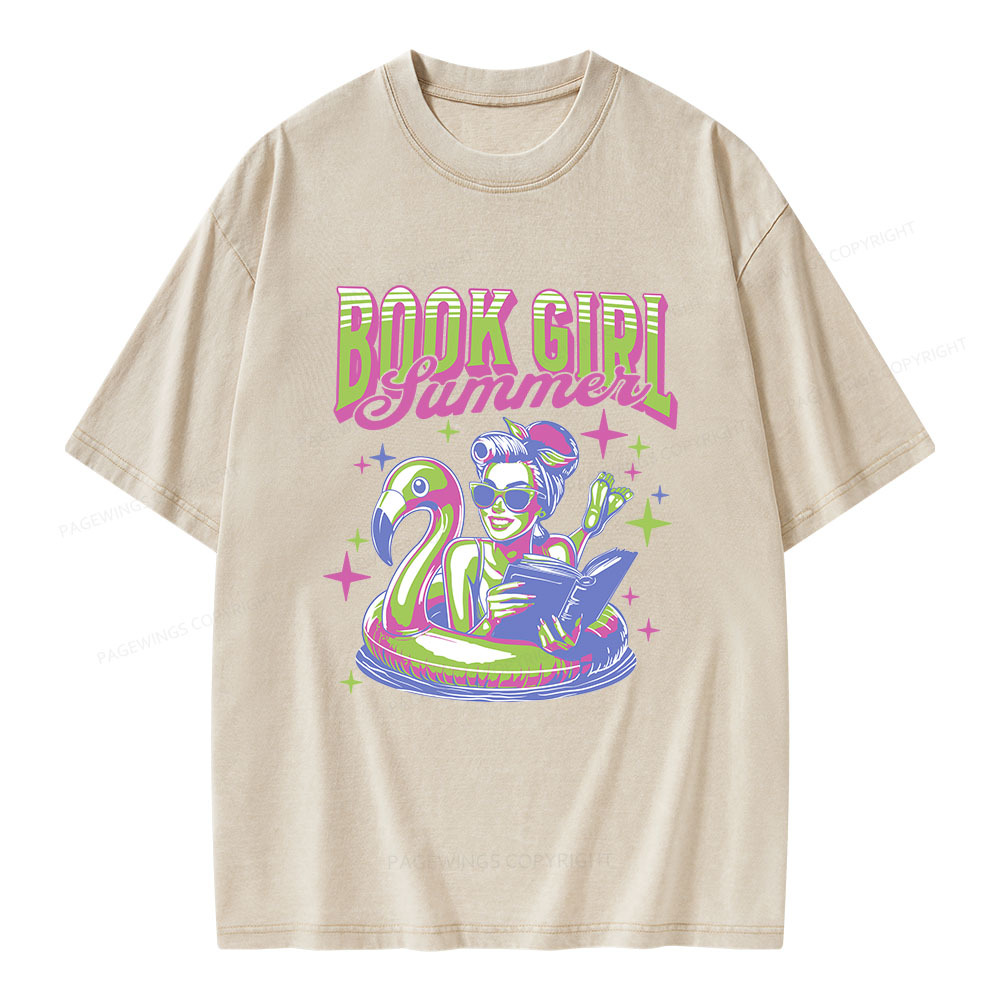 Pagewings Bookish Girl Summer Unisex Washed T-shirt