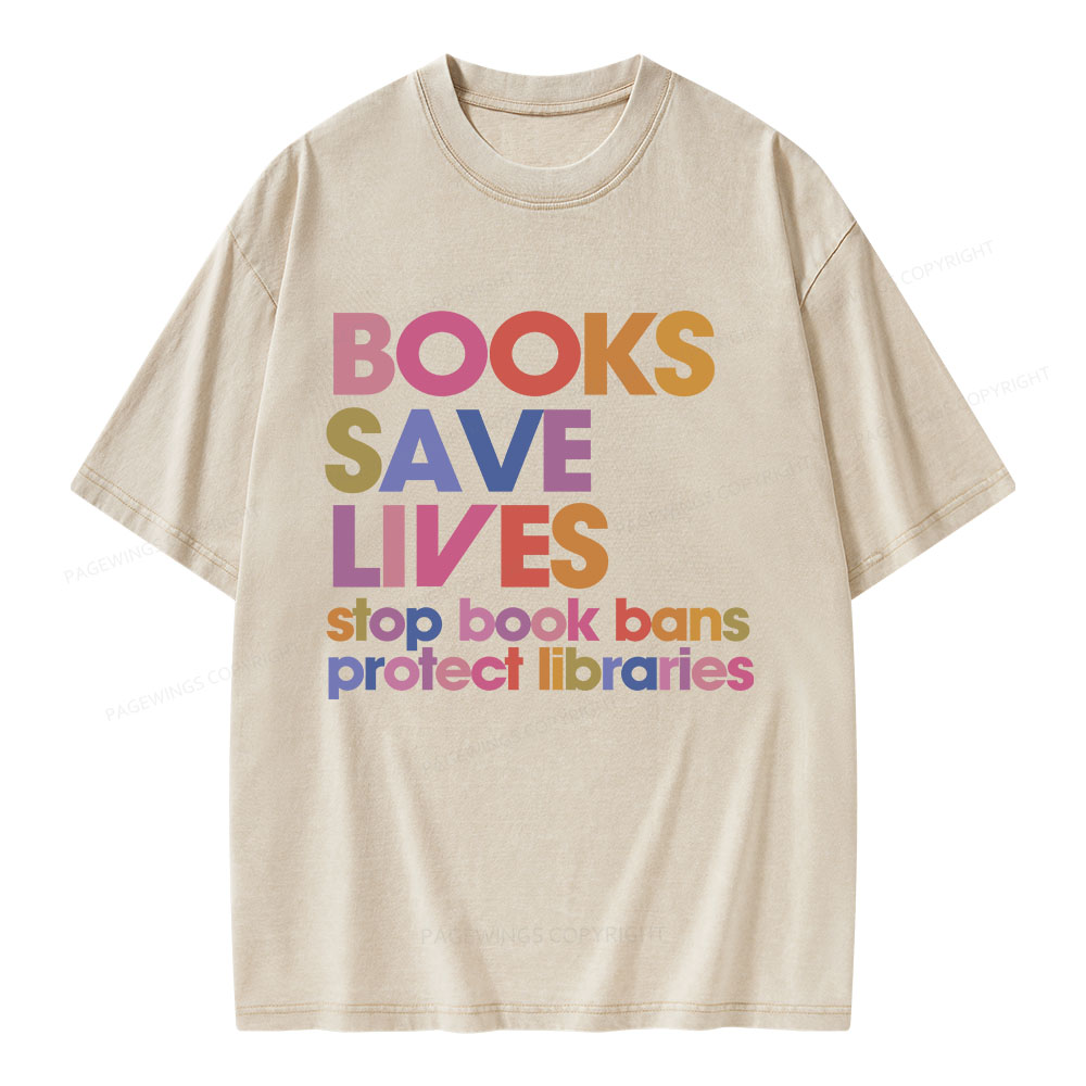 Pagewings Books Save Lives Unisex Washed T-shirt