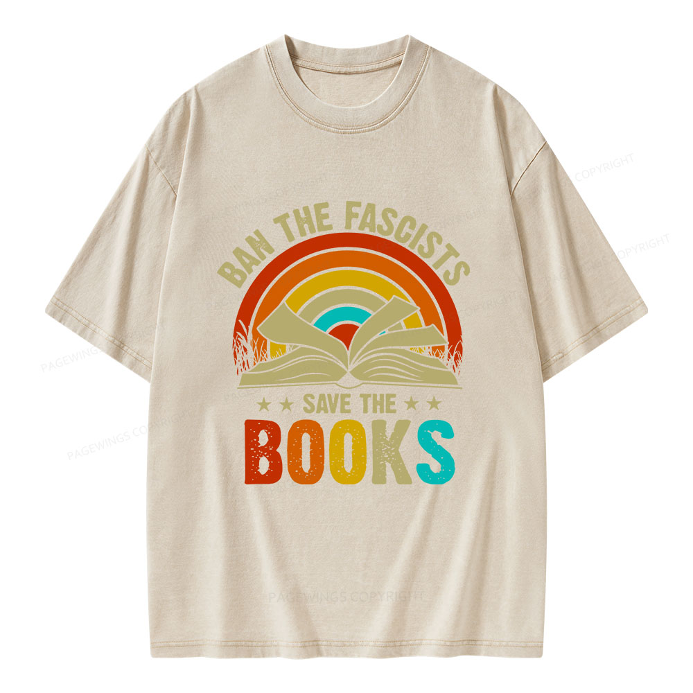Pagewings Ban The Fascists Save The Books Unisex Washed T-shirt