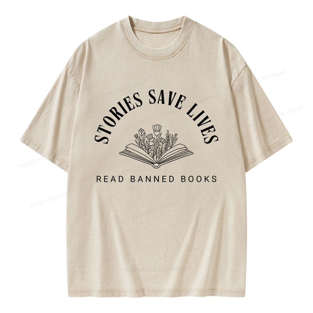 Pagewings Stories Save Lives Unisex Washed T-shirt