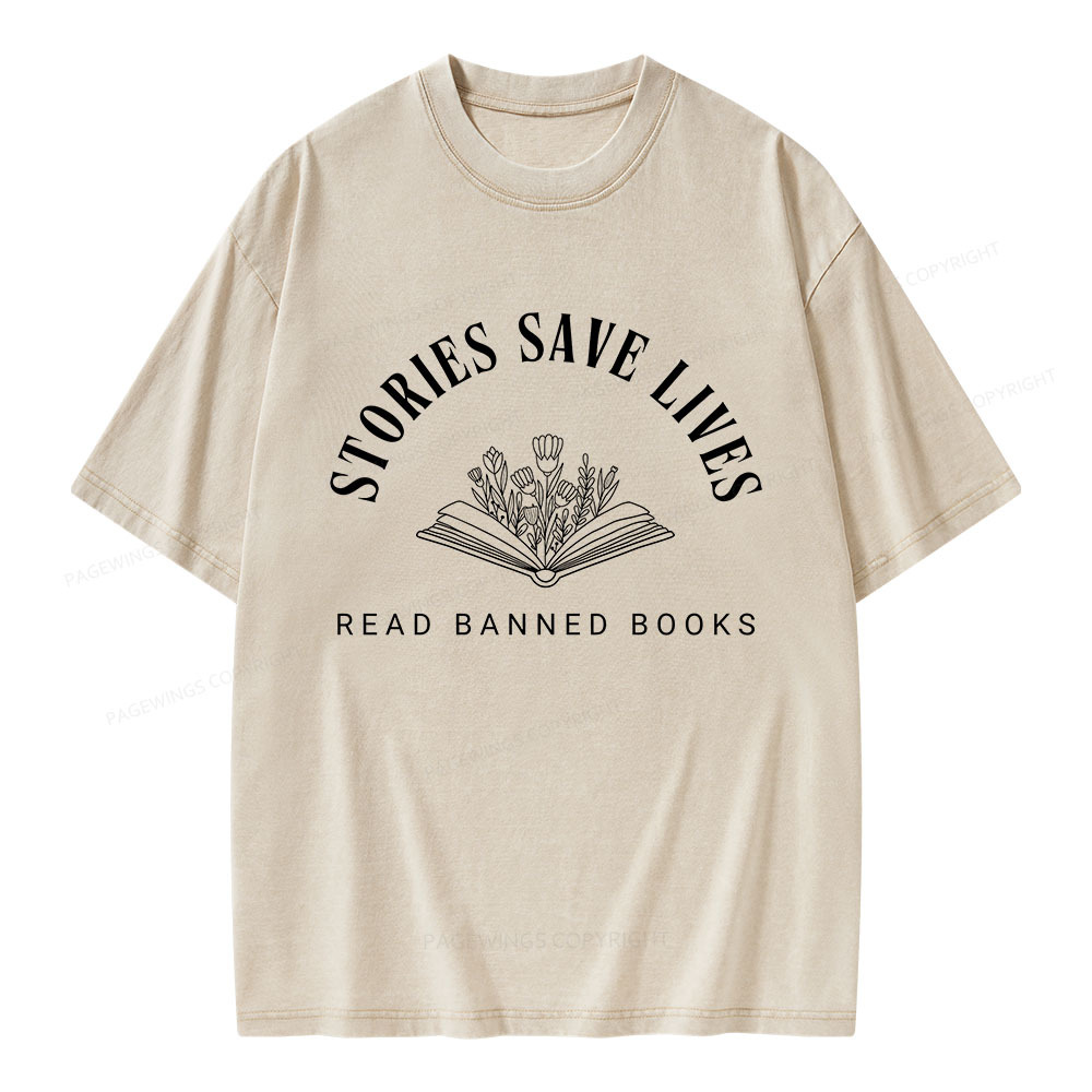 Pagewings Stories Save Lives Unisex Washed T-shirt