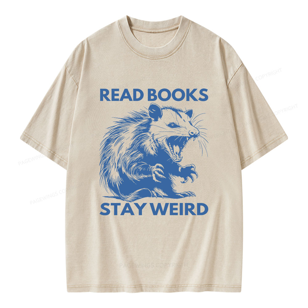 Pagewings Read Books Stay Weird Unisex Washed T-shirt