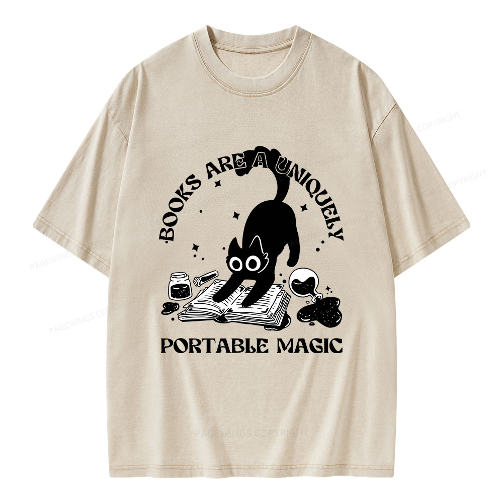 Pagewings Books Are Uniquely Portable Magic Unisex Washed T-shirt