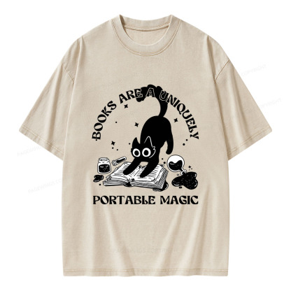 Pagewings Books Are Uniquely Portable Magic Unisex Washed T-shirt