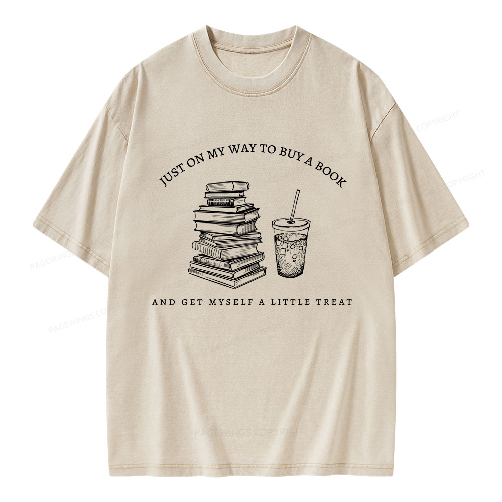 Pagewings Just On My Way To Buy A Book  Unisex Washed T-shirt