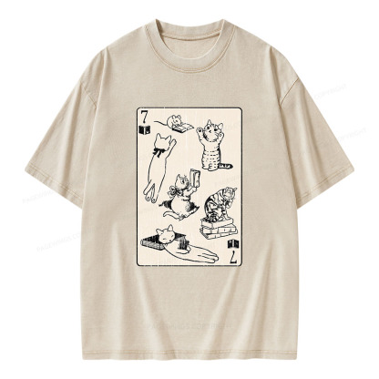 Pagewings Cats And Mouse Live In Peace With Books Unisex Washed T-shirt