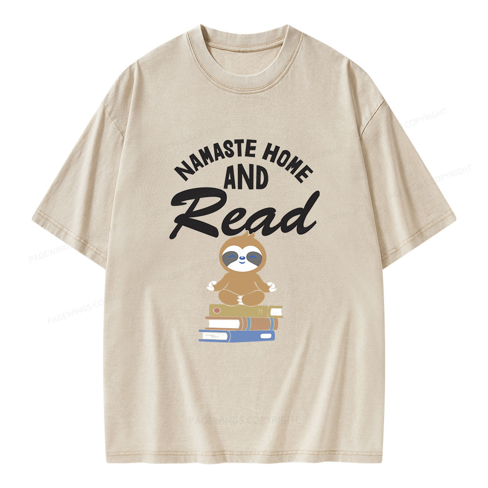 Pagewings Namaste Home And Read Unisex Washed T-shirt