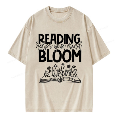 Pagewings Reading Helps Your Mind Bloom Unisex Washed T-shirt