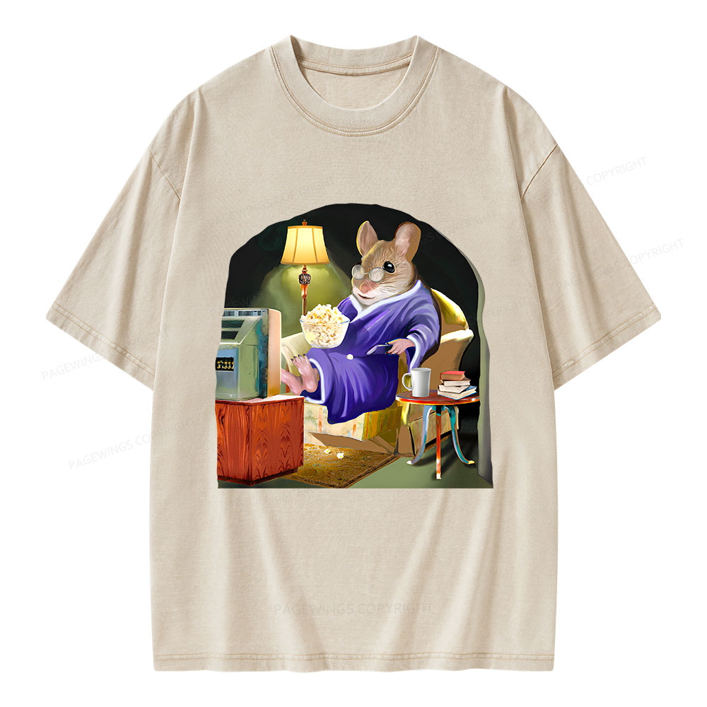 Pagewings Leisurely Mouse Unisex Washed T-shirt