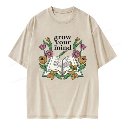 Pagewings Grow Your Mind Unisex Washed T-shirt
