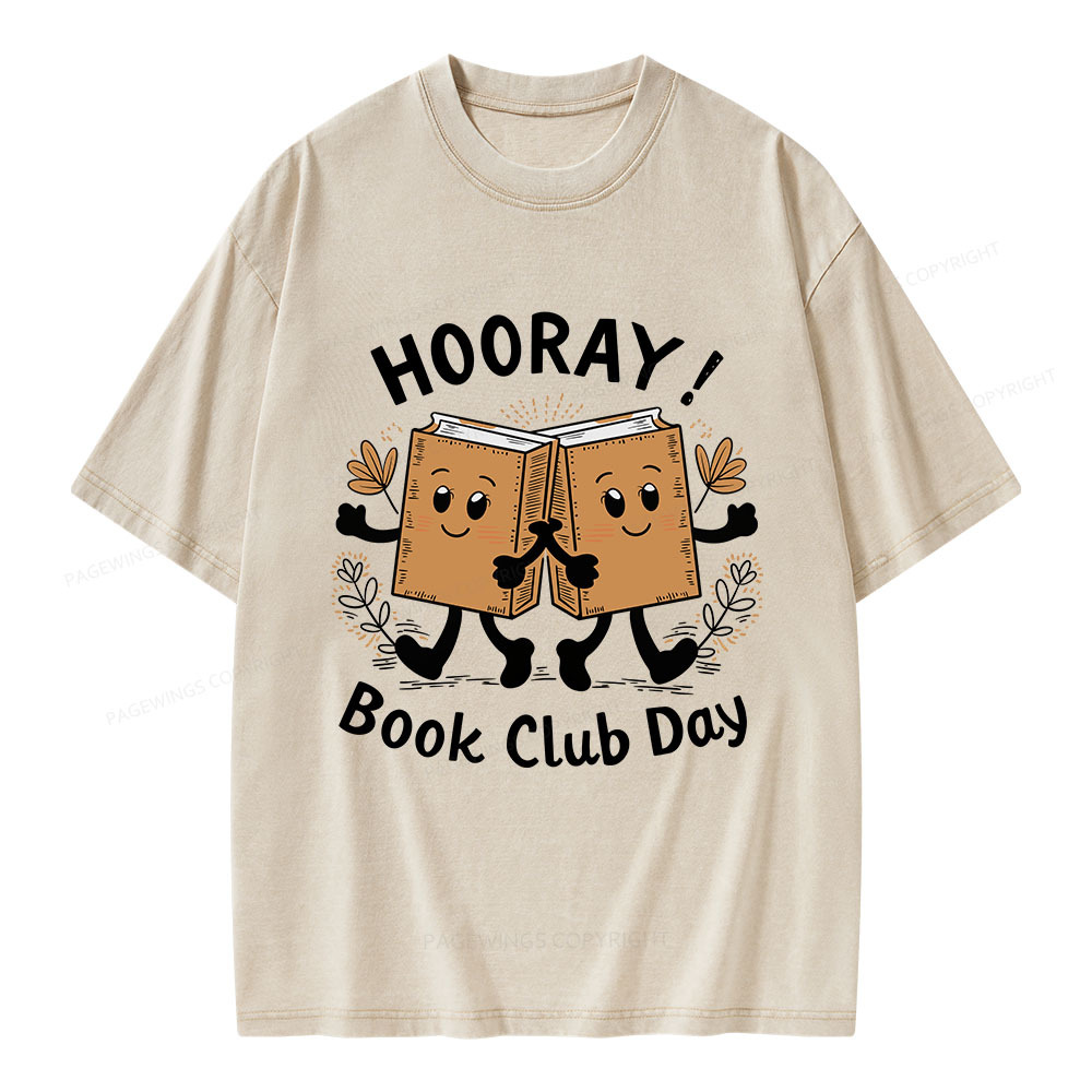 Pagewings Hooray Book Club Day Unisex Washed T-shirt