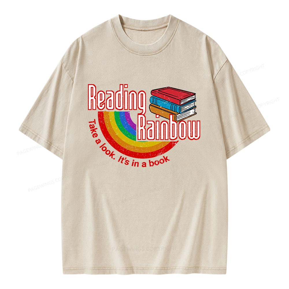 Pagewings Reading Rainbow Unisex Washed T-shirt