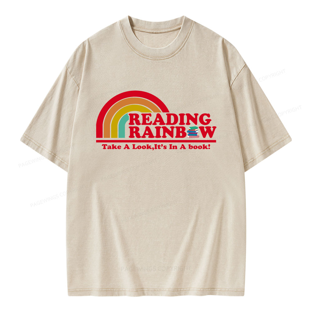 Pagewings Reading Rainbow Unisex Washed T-shirt