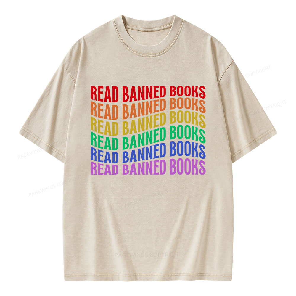 Pagewings Read Banned Books Unisex Washed T-shirt