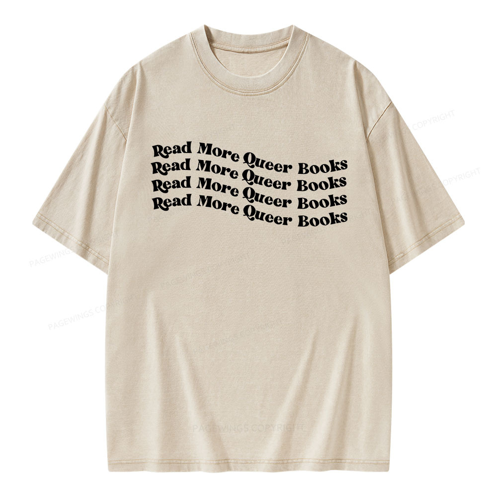 Pagewings Read More Queer Books Unisex Washed T-shirt