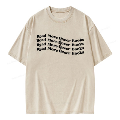 Pagewings Read More Queer Books Unisex Washed T-shirt