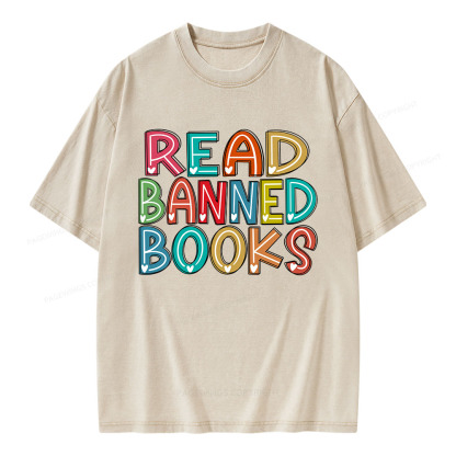 Pagewings Read Banned Books Unisex Washed T-shirt