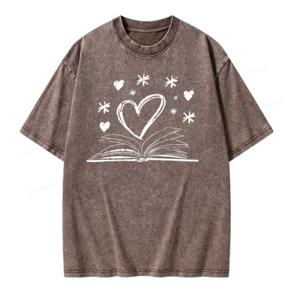 Pagewings Bookworm Librarian Valentines Day Book Unisex Washed T-shirt