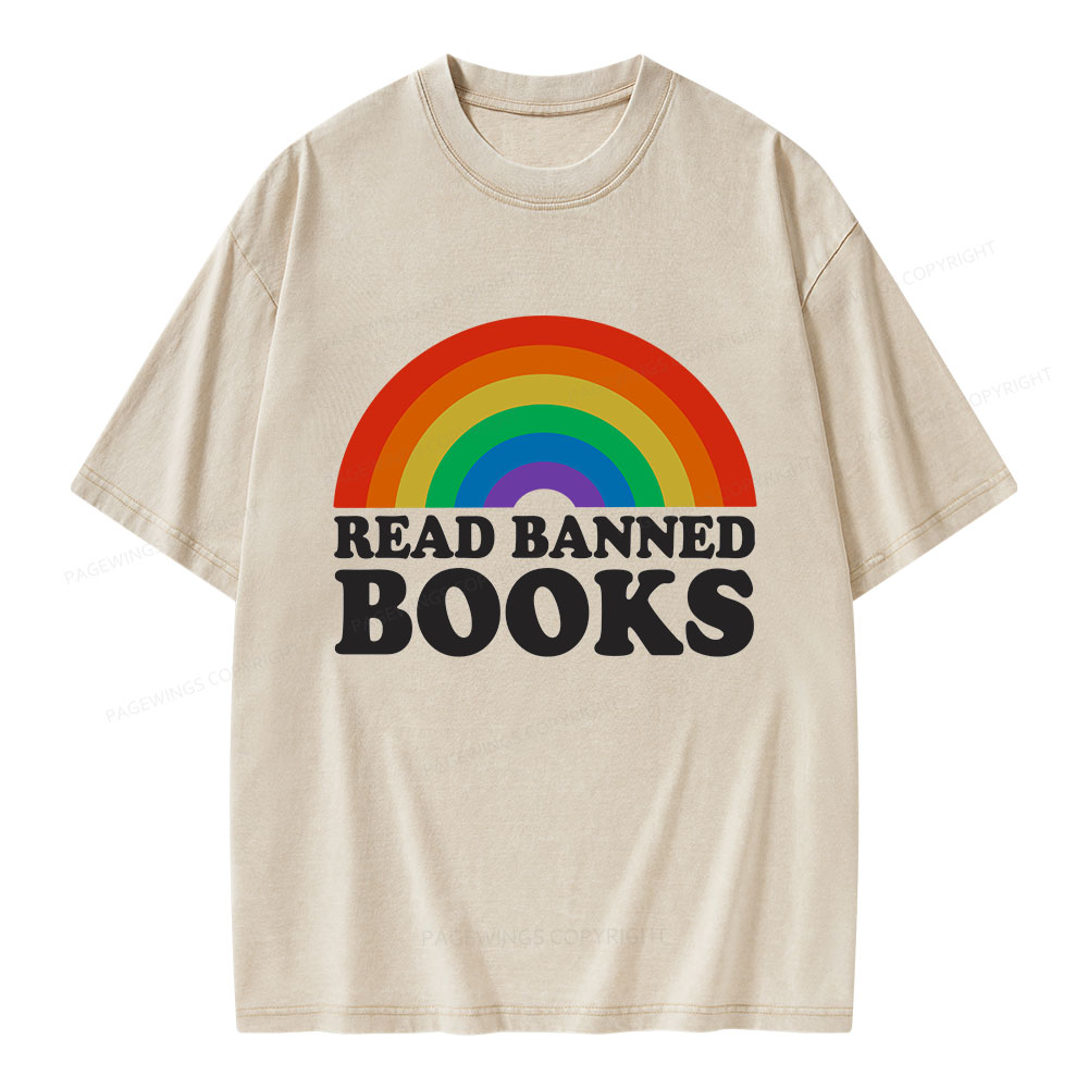 Pagewings Read Banned Books Unisex Washed T-shirt