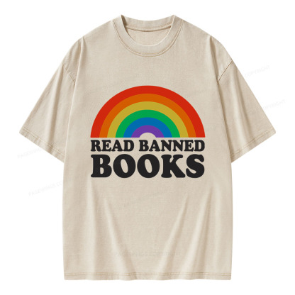 Pagewings Read Banned Books Unisex Washed T-shirt