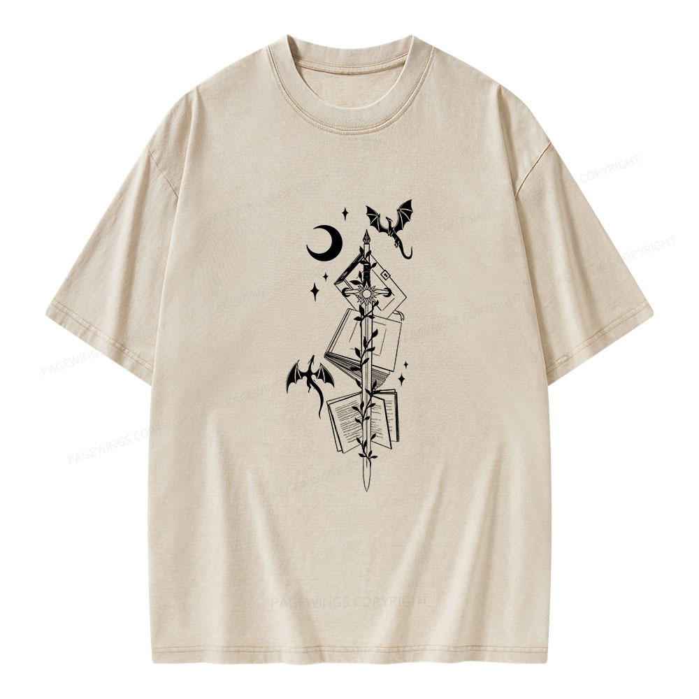 Pagewings Book Dragons Unisex Washed T-shirt