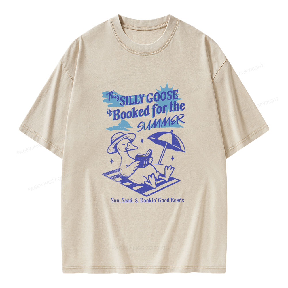 Pagewings Silly Goose Booked for the Summer Unisex Washed T-shirt
