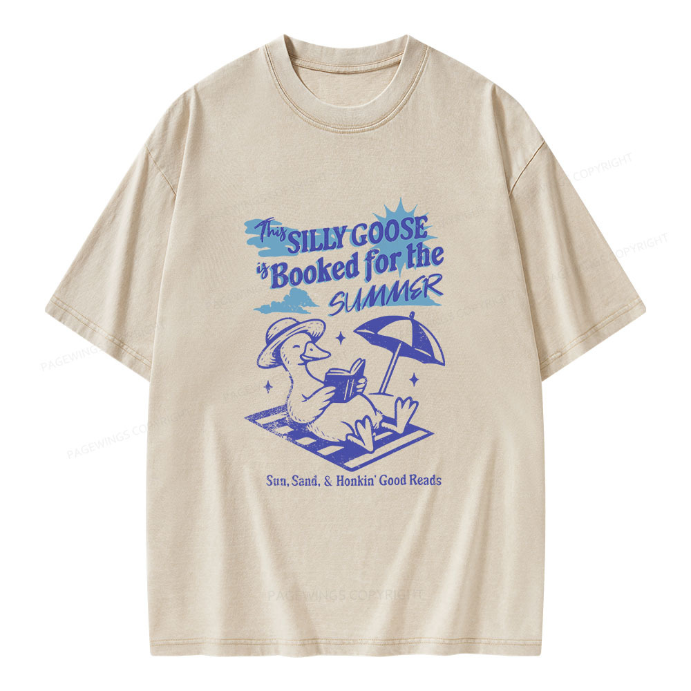 Pagewings Silly Goose Booked for the Summer Unisex Washed T-shirt