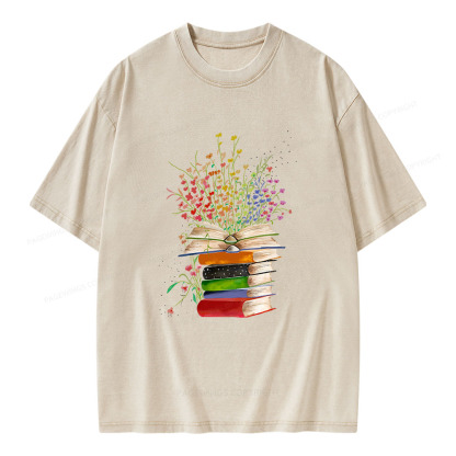 Pagewings Books Bloom With Knowledge Unisex Washed T-shirt