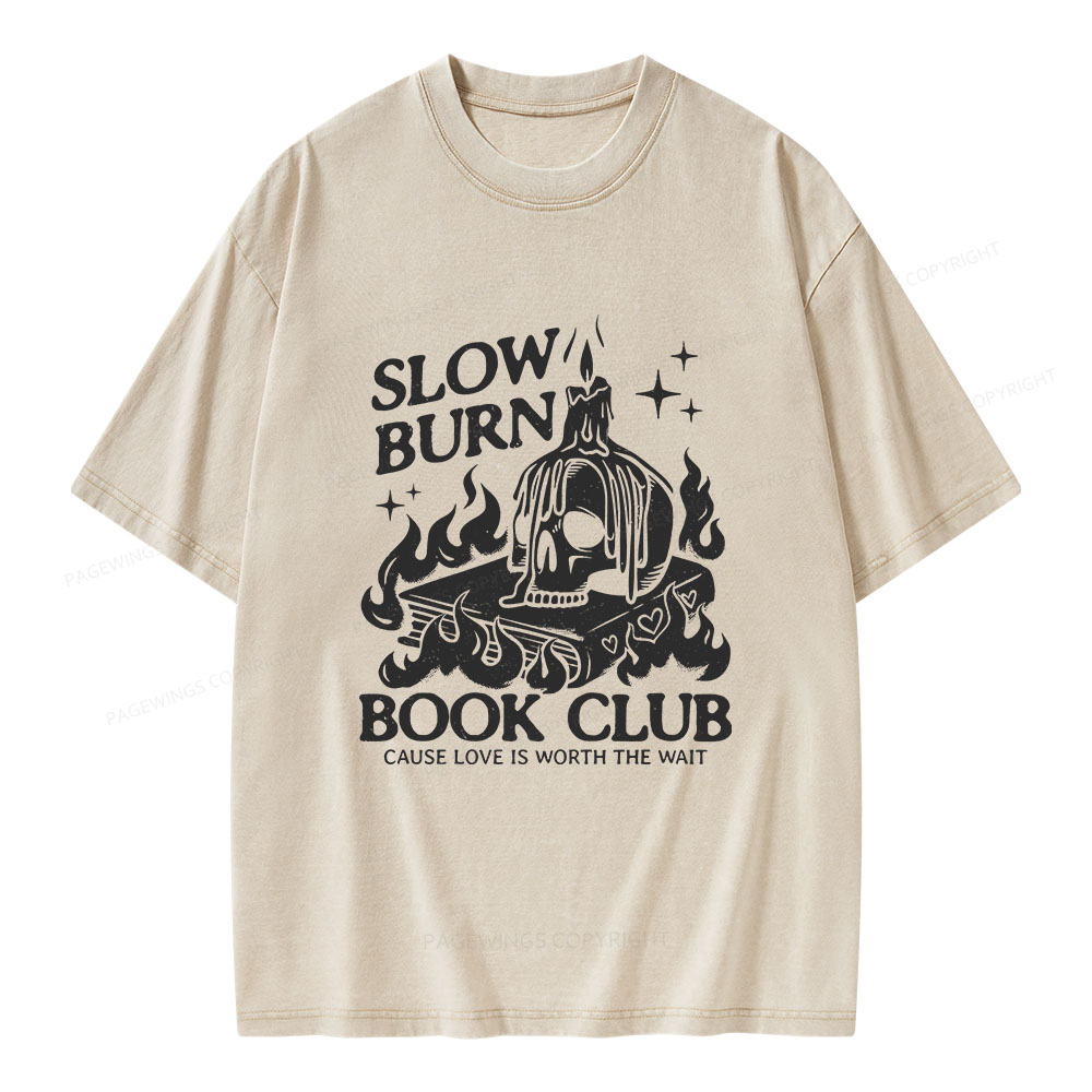 Pagewings Slow Burn Book Club Unisex Washed T-shirt