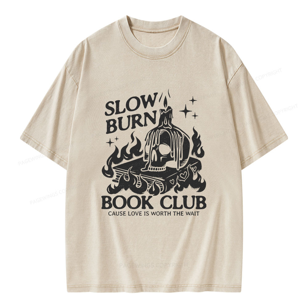Pagewings Slow Burn Book Club Unisex Washed T-shirt