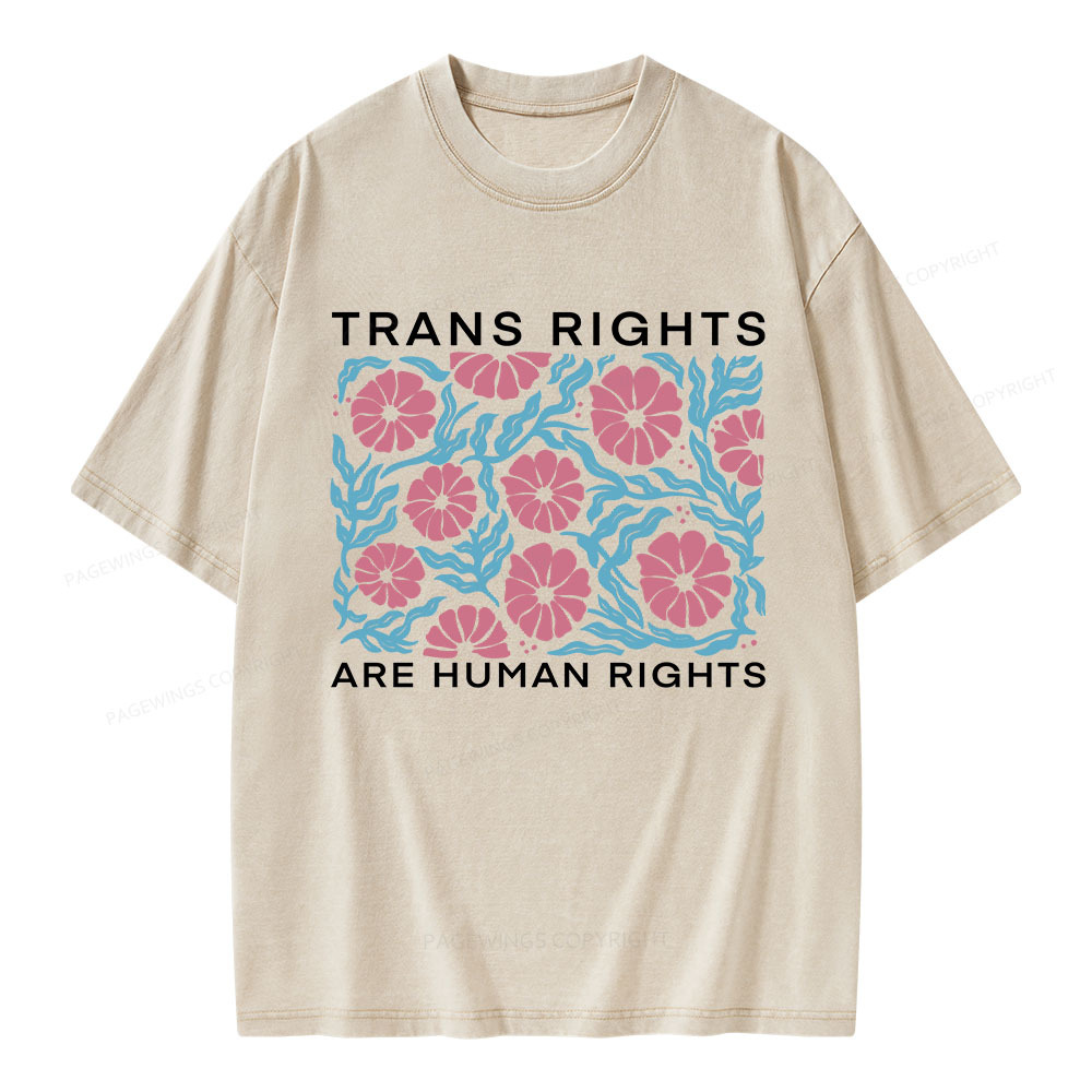 Pagewings Trans Rights Are Human Rights Unisex Washed T-shirt