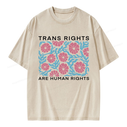 Pagewings Trans Rights Are Human Rights Unisex Washed T-shirt
