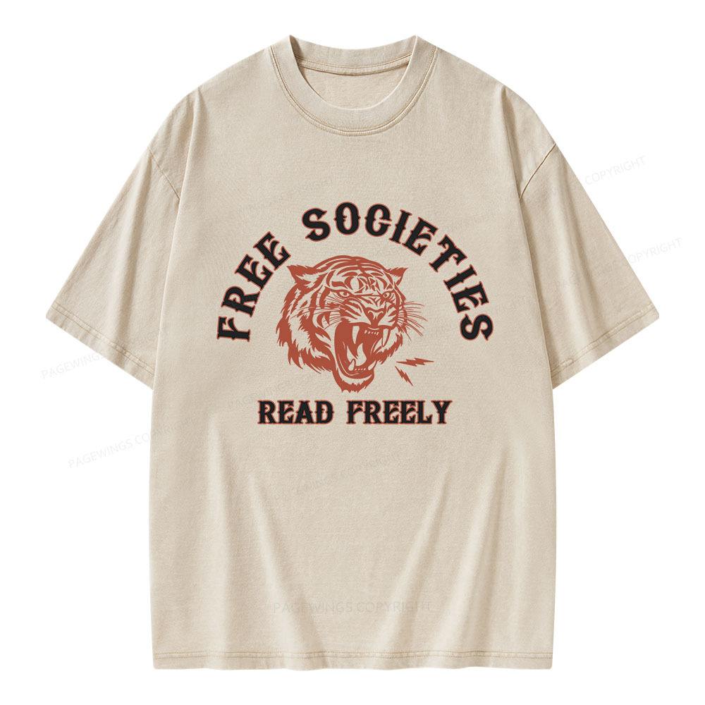 Pagewings Free Societies Read Freely Unisex Washed T-shirt