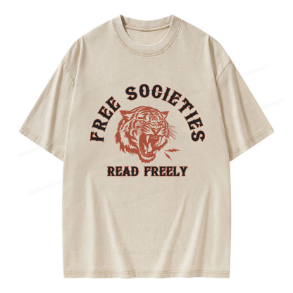 Pagewings Free Societies Read Freely Unisex Washed T-shirt