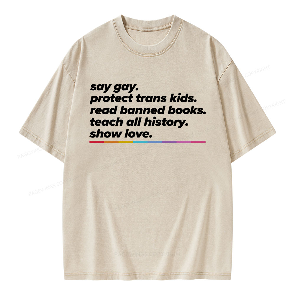 Pagewings Read Banned Books Unisex Washed T-shirt
