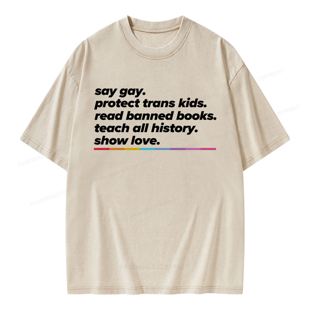 Pagewings Read Banned Books Unisex Washed T-shirt