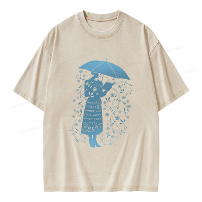 Pagewings Books Minds Umbrellas Only Work When They Are Open Unisex Washed T-shirt